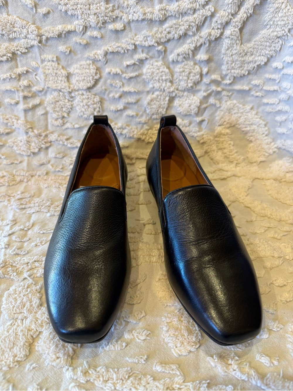 gentle souls Womens Black Leather Slip-On Loafers — Sleek Minimal Design #657